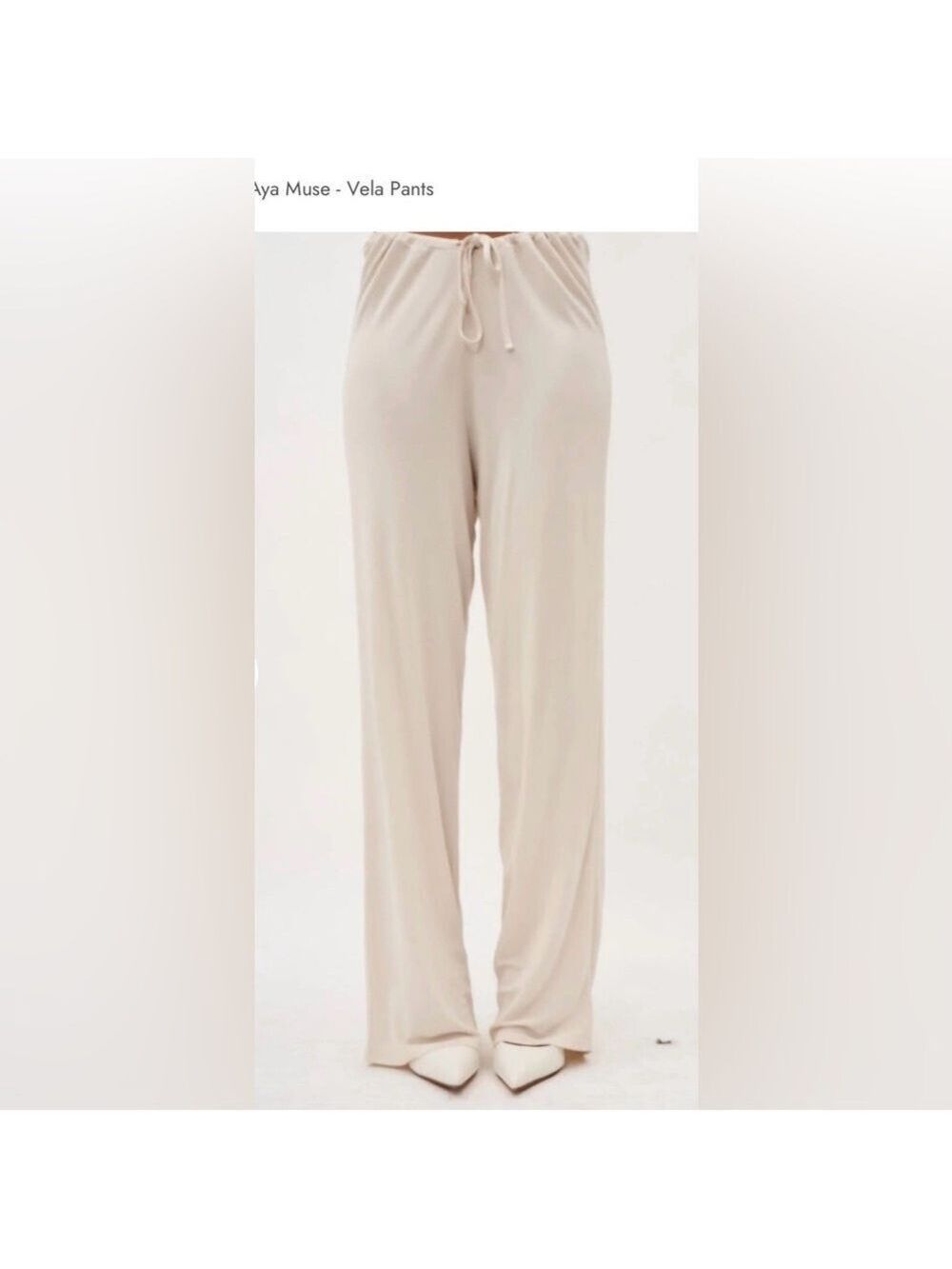 NWT Aya Muse Beige Vela Straight-Leg Pants M